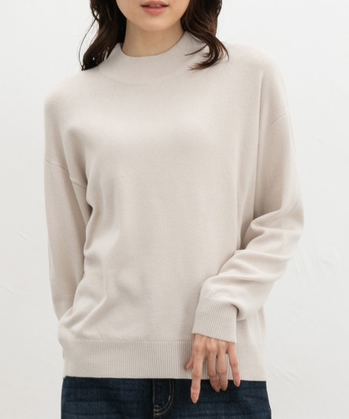 Honeys（ハニーズ）の「【ハニぽか・ダイナホット・ウォッシャブル】あったかハイネックニット（ニット/セーター・レディース・レッド/ブルーグリーン/ライトベージュ/ダークブラウン系1/杢グレー/ブラック・L/LL/M/S）」の4枚目の写真