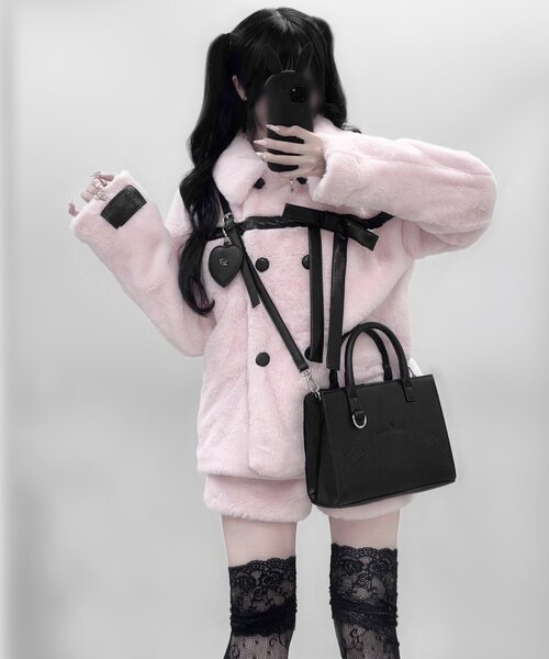 OLIVE des OLIVE(オリーブデオリーブ)の「【インフルエンサー企画】miko ribbon fur coat(その他アウター・レディース・ピンク/ブラック・FREE)」の1枚目の写真