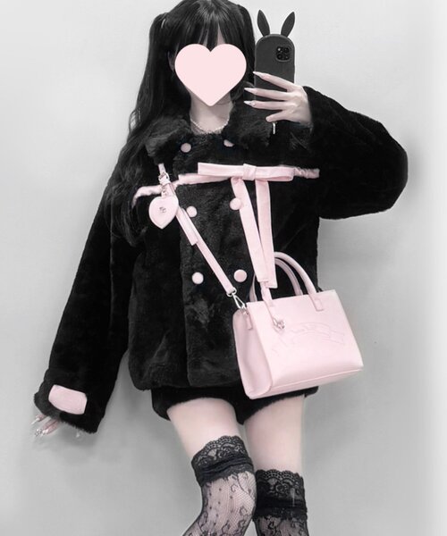 OLIVE des OLIVE(オリーブデオリーブ)の「【インフルエンサー企画】miko ribbon fur coat(その他アウター・レディース・ピンク/ブラック・FREE)」の3枚目の写真