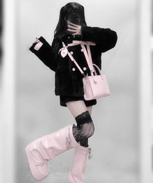 OLIVE des OLIVE(オリーブデオリーブ)の「【インフルエンサー企画】miko ribbon fur coat(その他アウター・レディース・ピンク/ブラック・FREE)」の7枚目の写真