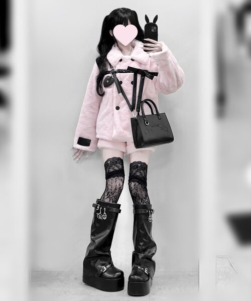 OLIVE des OLIVE(オリーブデオリーブ)の「【インフルエンサー企画】miko ribbon fur coat(その他アウター・レディース・ピンク/ブラック・FREE)」の14枚目の写真