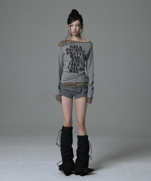 GILAARCHIVE（ギラアーカイブ）の「レオパードレイヤード P.B.A ロングスリーブ_グレー（Tシャツ/カットソー・レディース・その他・FREE）」の2枚目の写真