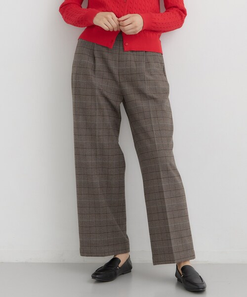 THE SHOP TK (ザ ショップ ティーケー )の「【選べる着丈/S-XL】ぬくラク 両面起毛ワイドパンツ(その他パンツ・レディース・ダークブラウン系1/アイボリー/ブラック・11/13/14)」の1枚目の写真
