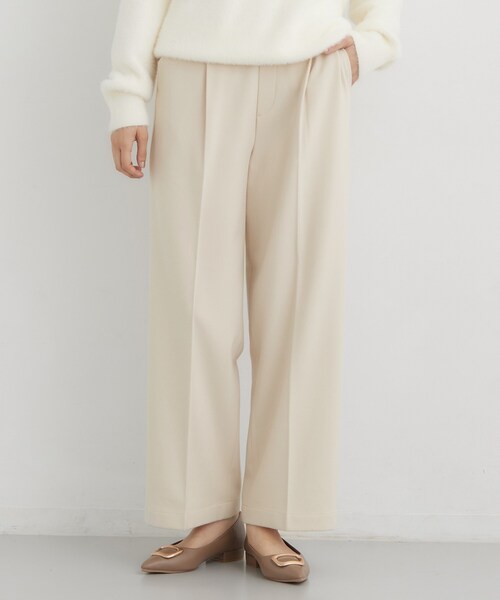 THE SHOP TK (ザ ショップ ティーケー )の「【選べる着丈/S-XL】ぬくラク 両面起毛ワイドパンツ(その他パンツ・レディース・ダークブラウン系1/アイボリー/ブラック・11/13/14)」の2枚目の写真
