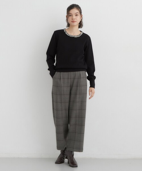 THE SHOP TK (ザ ショップ ティーケー )の「【選べる着丈/S-XL】ぬくラク 両面起毛ワイドパンツ(その他パンツ・レディース・ダークブラウン系1/アイボリー/ブラック・11/13/14)」の5枚目の写真