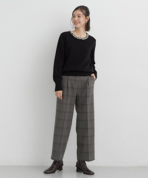 THE SHOP TK (ザ ショップ ティーケー )の「【選べる着丈/S-XL】ぬくラク 両面起毛ワイドパンツ(その他パンツ・レディース・ダークブラウン系1/アイボリー/ブラック・11/13/14)」の9枚目の写真