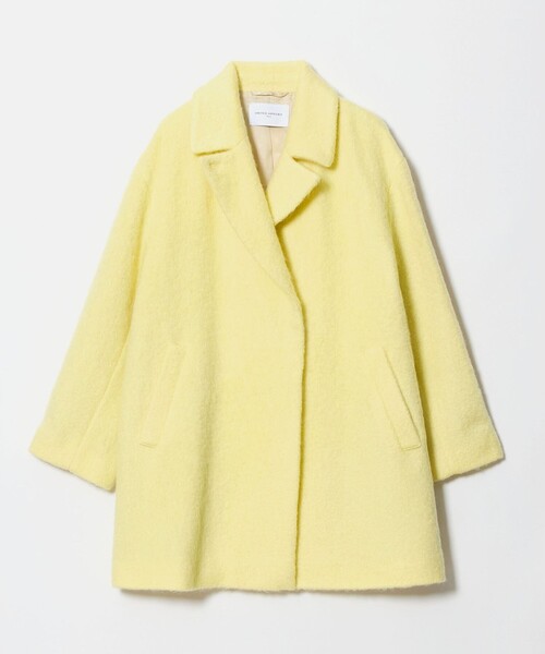 【美品】UNITED ARROWS イエロー ピーコート シャギー テーラード ミドル コート（チェスターコート）｜UNITED