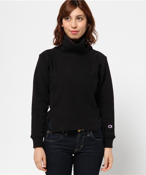 Champion（チャンピオン）の「【CHAMPION（チャンピオン）】ハイネックスウェット（Tシャツ/カットソー・レディース・ネイビー/ブラック/グレー・M）」の4枚目の写真