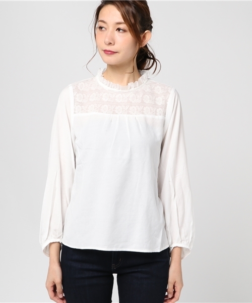 POU DOU DOU（プードゥドゥ）の「レースヨークフリルブラウス（シャツ/ブラウス・レディース・ピンク/アイボリー/ブラック・3）」の4枚目の写真