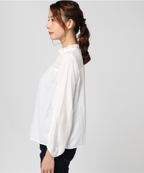 POU DOU DOU（プードゥドゥ）の「レースヨークフリルブラウス（シャツ/ブラウス・レディース・ピンク/アイボリー/ブラック・3）」の5枚目の写真