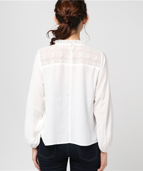 POU DOU DOU（プードゥドゥ）の「レースヨークフリルブラウス（シャツ/ブラウス・レディース・ピンク/アイボリー/ブラック・3）」の6枚目の写真