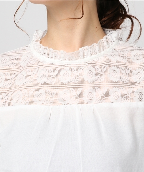 POU DOU DOU（プードゥドゥ）の「レースヨークフリルブラウス（シャツ/ブラウス・レディース・ピンク/アイボリー/ブラック・3）」の7枚目の写真