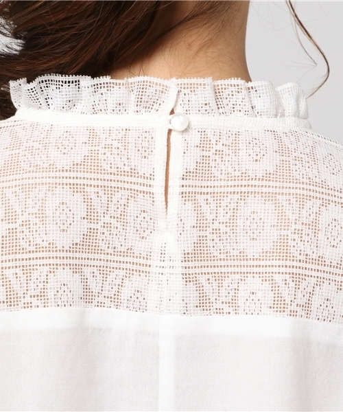 POU DOU DOU（プードゥドゥ）の「レースヨークフリルブラウス（シャツ/ブラウス・レディース・ピンク/アイボリー/ブラック・3）」の8枚目の写真