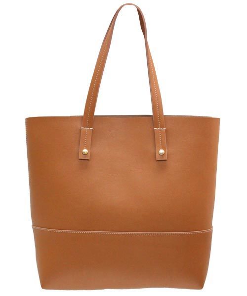 sankyo shokai（サンキョウショウカイ）の「バイカラー フェイクレザー トートバッグ（トートバッグ・レディース・その他3/その他5/その他1/その他2/その他4/キャメル/ブラック×レッド/ピンク×イエロー/ピンクベージュ/コーラルピンク・FREE）」の6枚目の写真