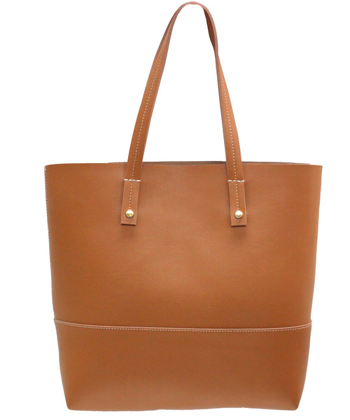 sankyo shokai（サンキョウショウカイ）の「バイカラー フェイクレザー トートバッグ（トートバッグ・レディース・その他3/その他5/その他1/その他2/その他4/キャメル/ブラック×レッド/ピンク×イエロー/ピンクベージュ/コーラルピンク・FREE）」の3枚目の写真