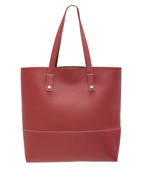 sankyo shokai（サンキョウショウカイ）の「バイカラー フェイクレザー トートバッグ（トートバッグ・レディース・その他3/その他5/その他1/その他2/その他4/キャメル/ブラック×レッド/ピンク×イエロー/ピンクベージュ/コーラルピンク・FREE）」の2枚目の写真