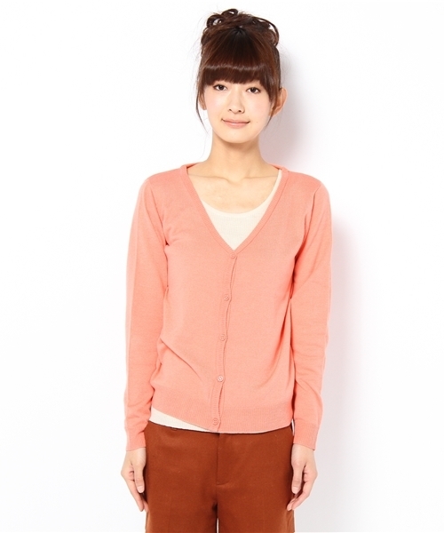 WEGO（ウィゴー）の「綿タッチアクリルVネックLSカーディガン（カーディガン/ボレロ・レディース・グリーン/グリーン系その他/ブルー/ネイビー/イエロー/ピンク/レッド・FREE）」の8枚目の写真