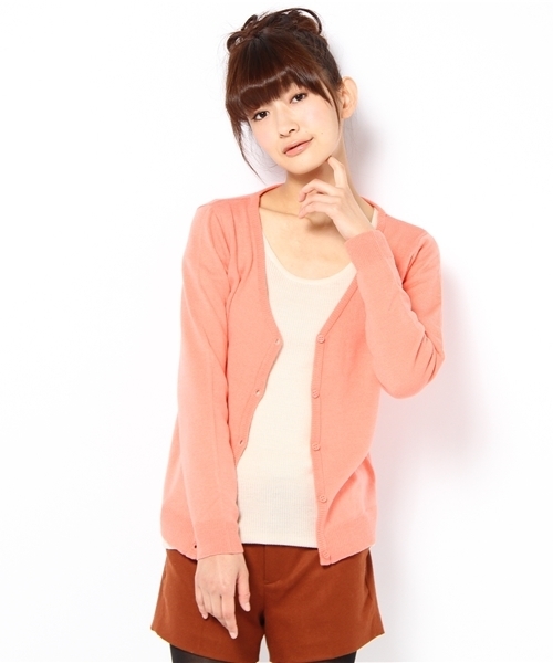 WEGO（ウィゴー）の「綿タッチアクリルVネックLSカーディガン（カーディガン/ボレロ・レディース・グリーン/グリーン系その他/ブルー/ネイビー/イエロー/ピンク/レッド・FREE）」の11枚目の写真