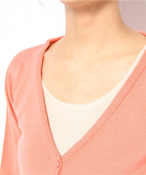 WEGO（ウィゴー）の「綿タッチアクリルVネックLSカーディガン（カーディガン/ボレロ・レディース・グリーン/グリーン系その他/ブルー/ネイビー/イエロー/ピンク/レッド・FREE）」の12枚目の写真