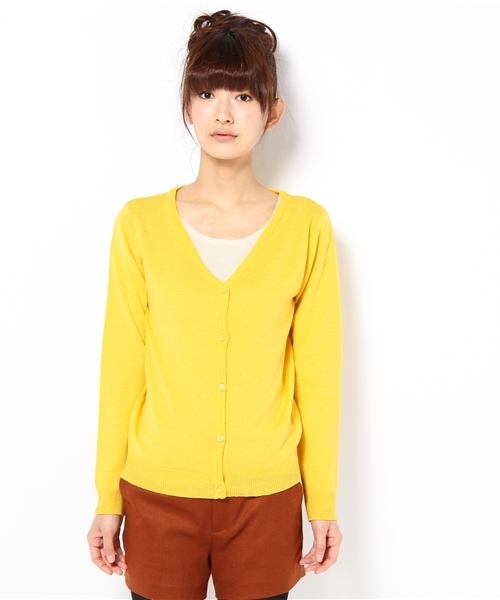 WEGO（ウィゴー）の「綿タッチアクリルVネックLSカーディガン（カーディガン/ボレロ・レディース・グリーン/グリーン系その他/ブルー/ネイビー/イエロー/ピンク/レッド・FREE）」の21枚目の写真