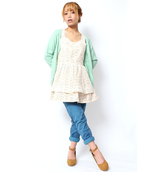 WEGO（ウィゴー）の「綿タッチアクリルVネックLSカーディガン（カーディガン/ボレロ・レディース・グリーン/グリーン系その他/ブルー/ネイビー/イエロー/ピンク/レッド・FREE）」の16枚目の写真