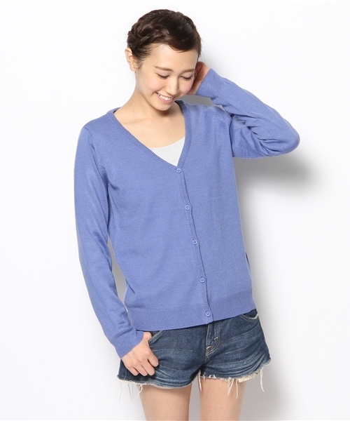 WEGO（ウィゴー）の「綿タッチアクリルVネックLSカーディガン（カーディガン/ボレロ・レディース・グリーン/グリーン系その他/ブルー/ネイビー/イエロー/ピンク/レッド・FREE）」の17枚目の写真