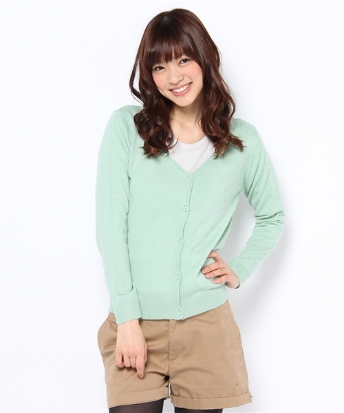 WEGO（ウィゴー）の「綿タッチアクリルVネックLSカーディガン（カーディガン/ボレロ・レディース・グリーン/グリーン系その他/ブルー/ネイビー/イエロー/ピンク/レッド・FREE）」の19枚目の写真