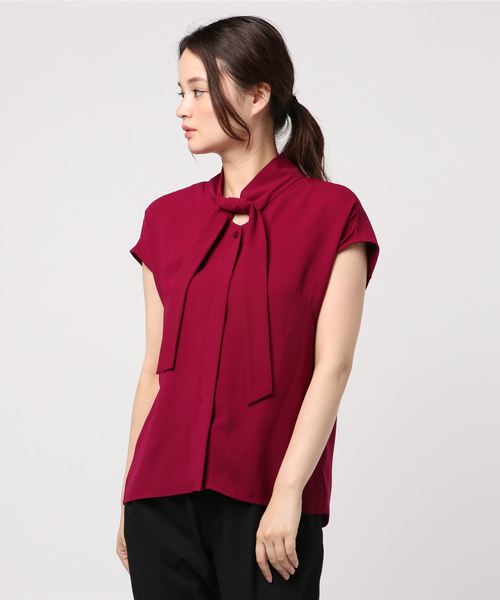 BOSCH バーガンディ リボン付きブラウス