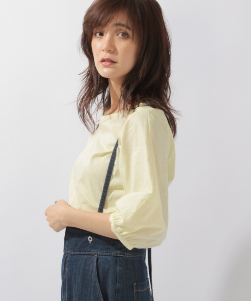 laboratory work（ラボラトリーワーク）の「シアーアレンジ５分袖ブラウス（シャツ/ブラウス・レディース・ホワイト/ブラック/ライトイエロー・MEDIUM）」の3枚目の写真