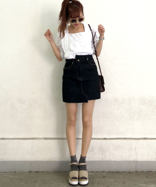 archives（アルシーヴ）の「デニム変形ミニスカート（スカート・レディース・ブラック/ネイビー・MEDIUM）」の3枚目の写真