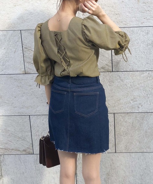 archives（アルシーヴ）の「デニム変形ミニスカート（スカート・レディース・ブラック/ネイビー・MEDIUM）」の4枚目の写真