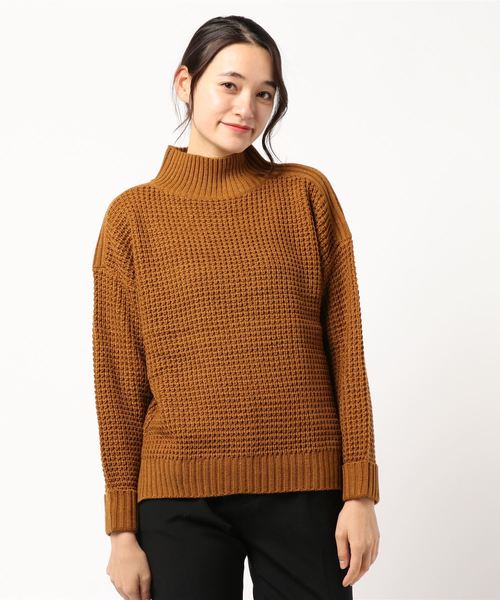 AMERICAN HOLIC（アメリカンホリック）の「ハイネックワッフルニットプルオーバー ＊（ニット/セーター・レディース・アイボリー/チャコールグレー/マスタード/ブラック/カーキ/ブラウン・FREE）」の6枚目の写真