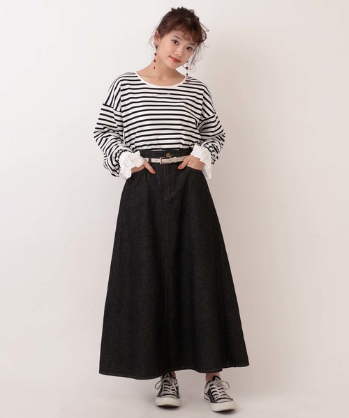 one after another NICE CLAUP(ワンアフターアナザーナイスクラップ)の「キャンディースリーブトップス(Tシャツ/カットソー・レディース・アイボリー/モカ/ブラウン系その他/ベージュ系その他/ネイビー×ホワイト・FREE)」の18枚目の写真