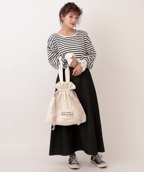 one after another NICE CLAUP(ワンアフターアナザーナイスクラップ)の「キャンディースリーブトップス(Tシャツ/カットソー・レディース・アイボリー/モカ/ブラウン系その他/ベージュ系その他/ネイビー×ホワイト・FREE)」の21枚目の写真