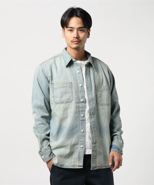 【HOUSTON】USA COTTON DENIM WORK SHIRT 【HOUSTON】USA COTTON DENIM WORK SHIRT
