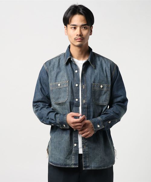 【HOUSTON】USA COTTON DENIM WORK SHIRT 【HOUSTON】USA COTTON DENIM WORK SHIRT