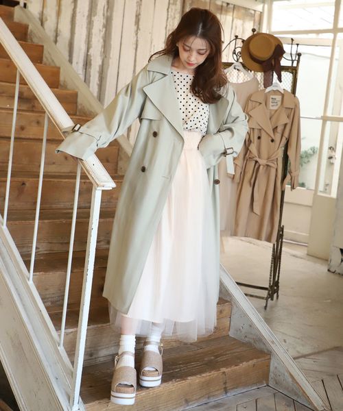 one after another NICE CLAUP（ワンアフターアナザーナイスクラップ）の「身長別トレンチコート（トレンチコート・レディース・アイボリー/ベージュ/グリーン系その他・SMALL/MEDIUM/LARGE）」の4枚目の写真