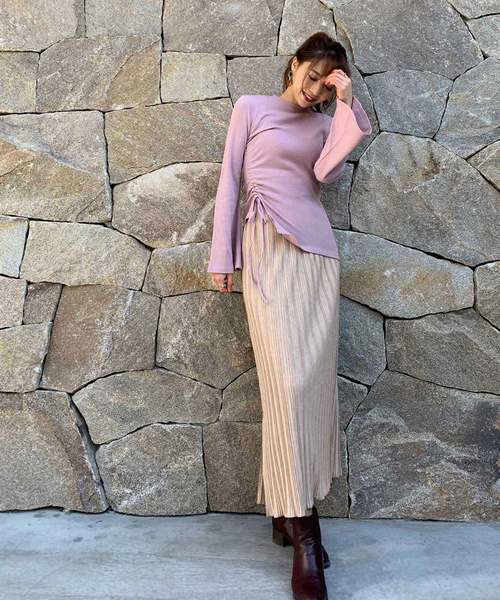 CIEL'AIR（シエルエアー）の「【CIEL'AIR/シエルエアー】ウエストリボンプリーツロングスカート（セットアップアイテム）（スカート・レディース・グレー/ベージュ・FREE）」の13枚目の写真