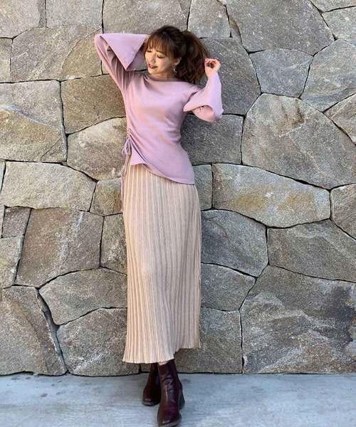CIEL'AIR（シエルエアー）の「【CIEL'AIR/シエルエアー】ウエストリボンプリーツロングスカート（セットアップアイテム）（スカート・レディース・グレー/ベージュ・FREE）」の14枚目の写真