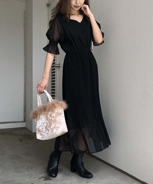 one after another NICE CLAUP（ワンアフターアナザーナイスクラップ）の「【Web限定 】プリーツロングワンピース（ワンピース・レディース・ブラック/ミント/サックスブルー/マルチ/ピンク系その他・FREE）」の12枚目の写真