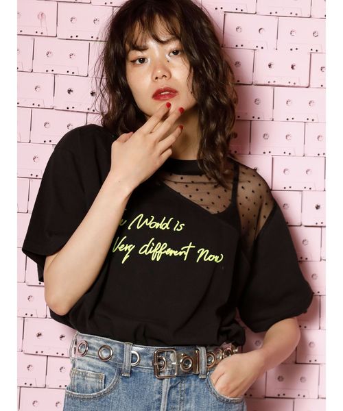 jouetie（ジュエティ）の「シースルーオープンショルダーT（Tシャツ/カットソー・レディース・オフホワイト/オレンジ/ブラック・MEDIUM）」の11枚目の写真