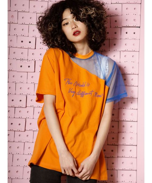 jouetie（ジュエティ）の「シースルーオープンショルダーT（Tシャツ/カットソー・レディース・オフホワイト/オレンジ/ブラック・MEDIUM）」の8枚目の写真