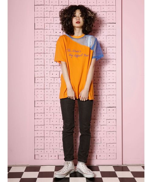 jouetie（ジュエティ）の「シースルーオープンショルダーT（Tシャツ/カットソー・レディース・オフホワイト/オレンジ/ブラック・MEDIUM）」の9枚目の写真