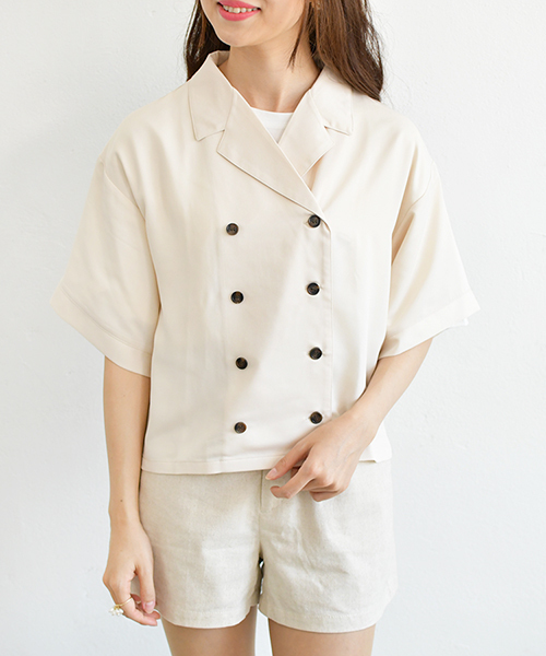 PairPair(ペアペア)の「ダブルボタンカイキンシャツ(男女兼用アイテム)(シャツ/ブラウス・レディース・ブラック/アイボリー/ブラウン系その他・MEDIUM/LARGE)」の16枚目の写真