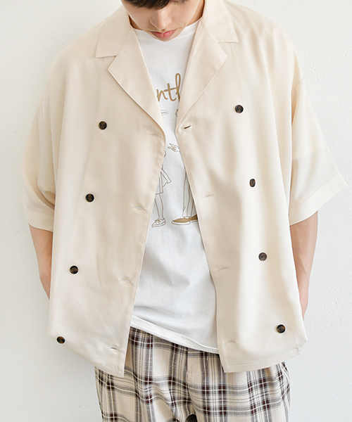PairPair(ペアペア)の「ダブルボタンカイキンシャツ(男女兼用アイテム)(シャツ/ブラウス・レディース・ブラック/アイボリー/ブラウン系その他・MEDIUM/LARGE)」の18枚目の写真