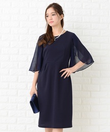 シフォンフレア袖美ラインワンピース・ドレス