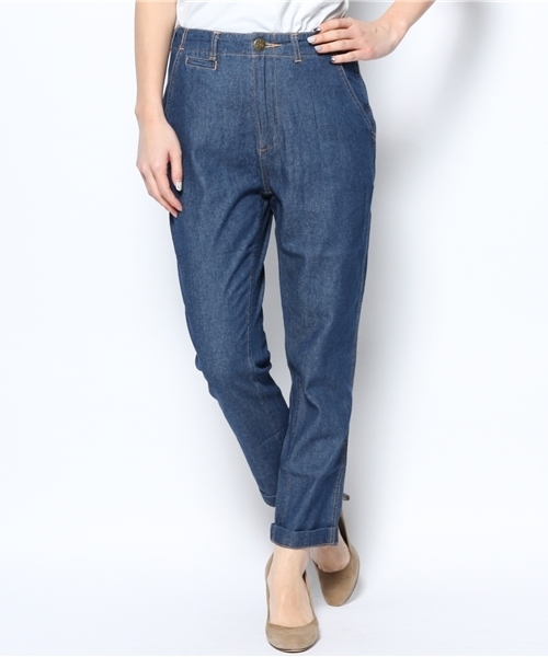 mystic（ミスティック）の「デニムテーパードパンツ（デニムパンツ・レディース・ライトブルー/ホワイト/ブルー・1/2）」の10枚目の写真