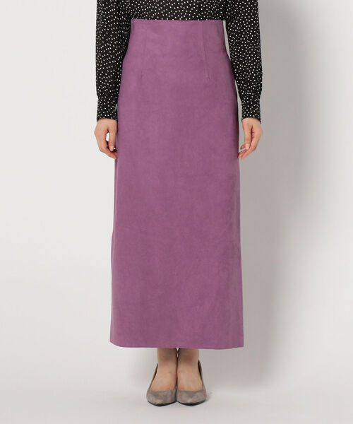 NOLLEY’S（ノーリーズ）の「人工皮革タイトロングスリットスカート（スカート・レディース・ダークブラウン/ライトパープル・38/36）」の3枚目の写真