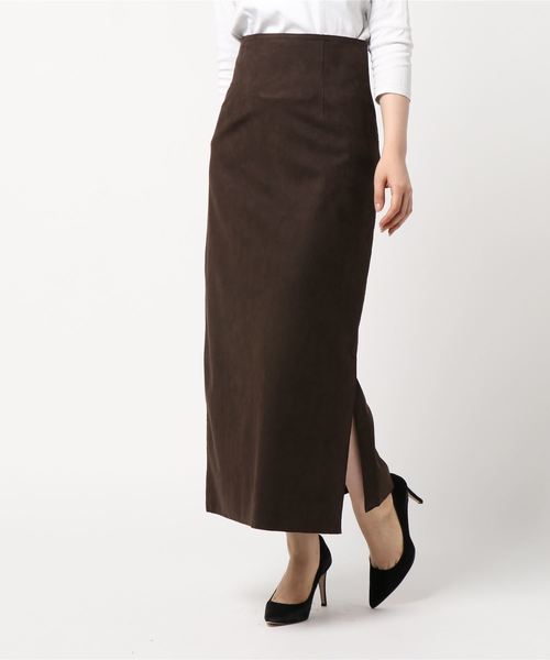 NOLLEY’S（ノーリーズ）の「人工皮革タイトロングスリットスカート（スカート・レディース・ダークブラウン/ライトパープル・38/36）」の11枚目の写真