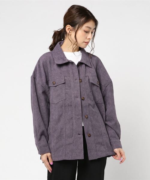 archives（アルシーヴ）の「コーデュロイジャケット（ミリタリージャケット・レディース・パープル/アイボリー/キャメル・MEDIUM）」の3枚目の写真